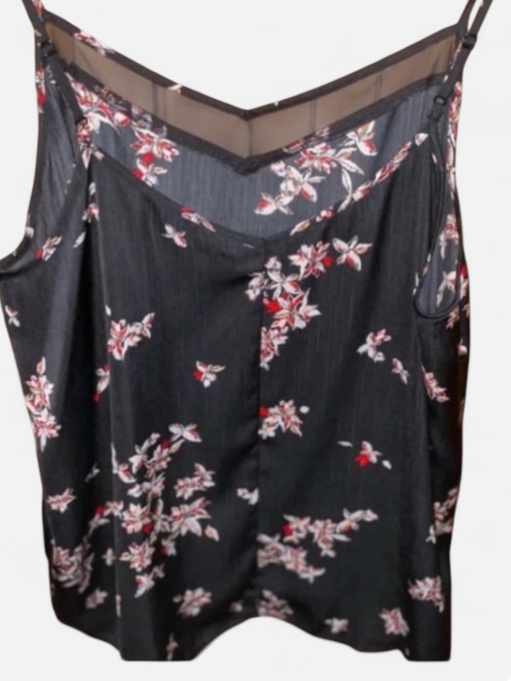 Black sleeveless camisole with scoop neck and backless design